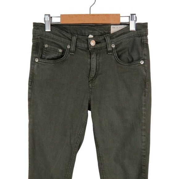 RAG & BONE Women's Green Mid Rise The Skinny Jeans in Distressed Fatigue 26 - Picture 4 of 10